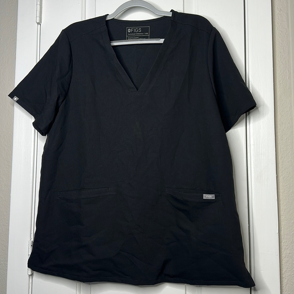 Figs Casma Three-Pocket Scrub Top Black size XXL nurse doctor veterinarian
